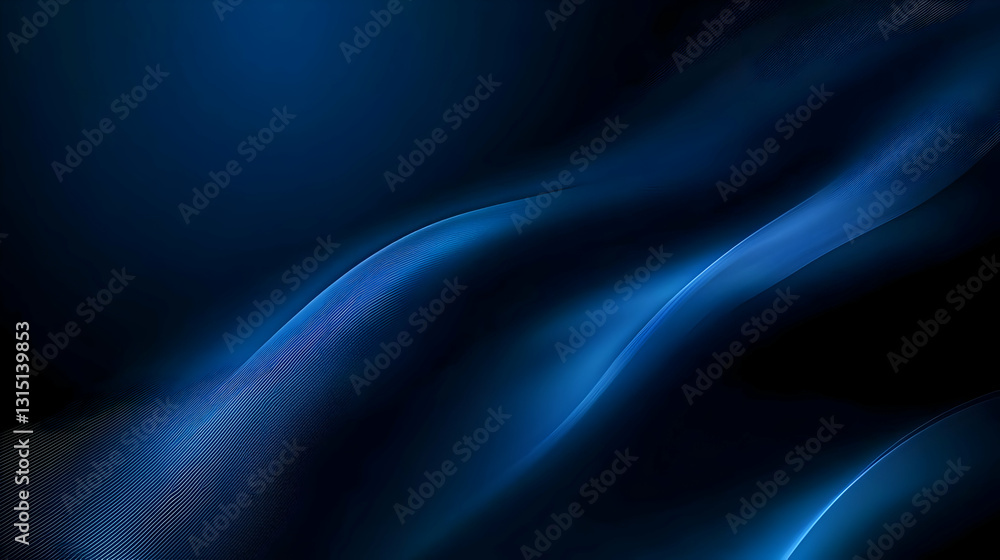 Aufkleber dark blue abstract background with flowing lines and subtle glowing effect in modern design for wall