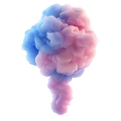 Fluffy 3D Cotton Candy Cloud Isolated on Transparent Background
