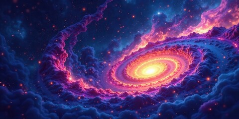 Obraz premium A Celestial Tapestry of Vibrant Nebulae and Glowing Cosmic Dust Swirling in an Enchanting Galactic Dance