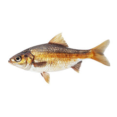 Fototapeta premium A golden fish swims in a vibrant striped background showing off its scales and fins a captivating aquatic scene