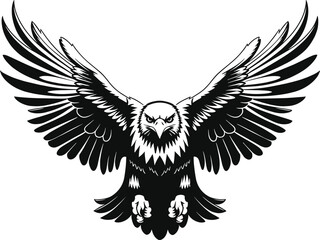 Obraz premium Eagle emblem black on white vector illustration.