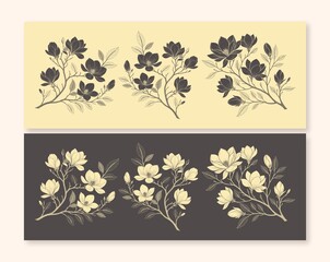 Elegant Vintage Floral Arrangement Classical Graceful 
Magnolia Art Nouveau Design For Wedding Cards