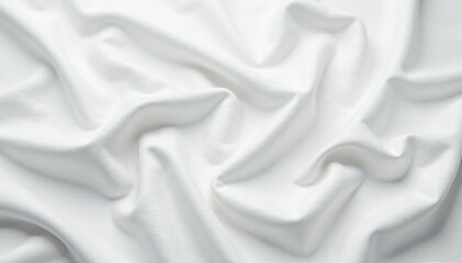 Fototapeta premium Crisp white sheets, deeply wrinkled, textured fabric , wrinkle, simple