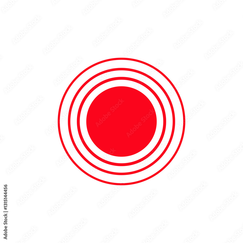 Poster a series of red concentric circles creating an eye-catching geometric design with a central red circ