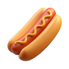 Hotdog 3D icon with a realistic bun and sausage design for fast food and snack-related graphics  
