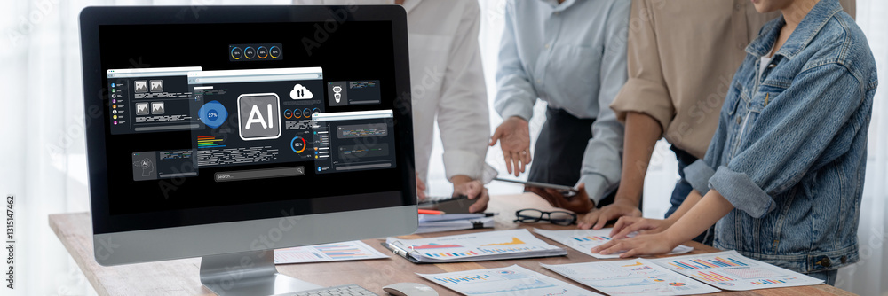 Aufkleber Generative AI virtual assistant tools for prompt engineer and user for ease of engage artificial intelligence AI technology help people to work with generative AI functions by prompting the AI brisk