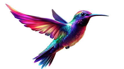 Obraz premium Vibrant hummingbird with colorful feathers in mid-flight