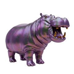 Fototapeta premium Hippo with Metallic Body Paint at Futuristic Dance Fest