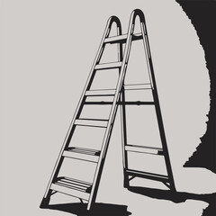Aluminum Ladder Standing with Shadows

