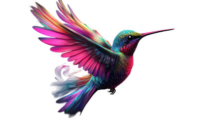 Obraz premium Vibrant hummingbird with colorful feathers in mid-flight