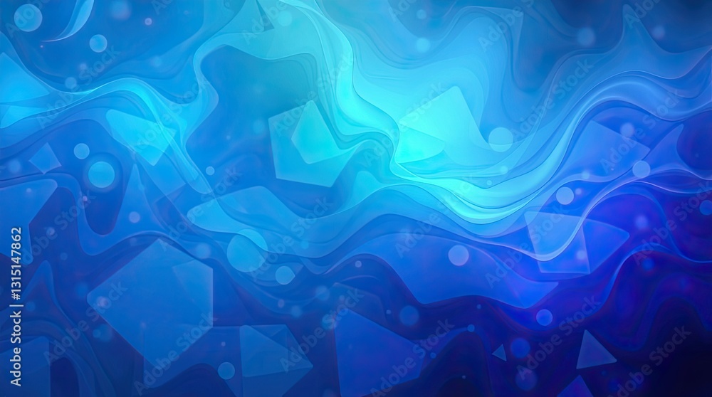 Poster this artwork showcases a vibrant abstract design with flowing shapes and soft gradients in blue and 