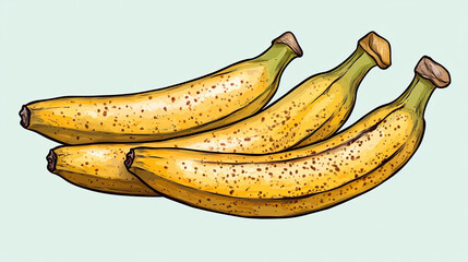 Three ripe bananas with brown spots