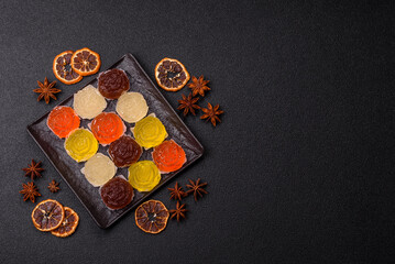 Jelly candies or homemade marmalade with different flavors