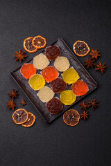 Jelly candies or homemade marmalade with different flavors