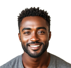 Obraz premium Smiling man portrait bright happiness isolated on transparent background, png