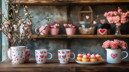 food, cup, tea, breakfast, flower, coffee, flowers, drink, still life, dessert, table, fruit, fresh, decoration, sweet, bowl, pink, healthy, saucer