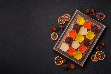 Jelly candies or homemade marmalade with different flavors