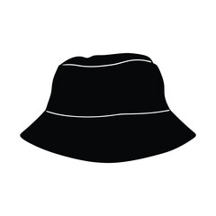Black Silhouette of a Bucket Hat - High-Quality Vector Icon for Casual and Outdoor Fashion Designs