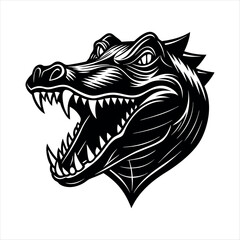 a alligator head silhouette tribal wolf tattoo