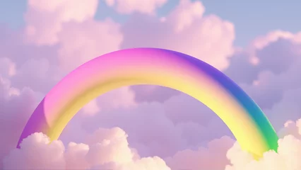Bright rainbow and pink clouds