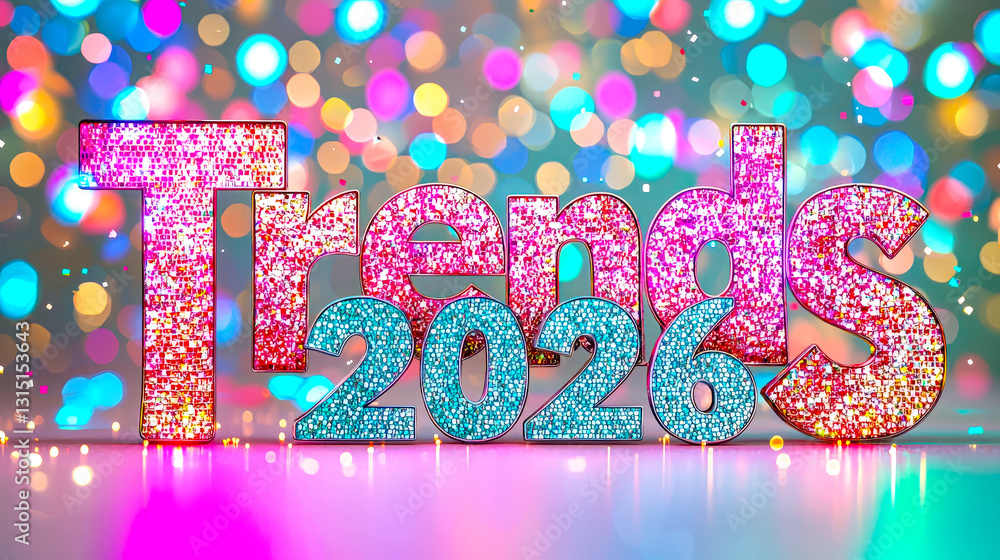 Aufkleber explore the vibrant and sparkling representation of trends in 2026 with colorful lights and creative