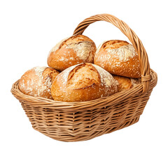 a basket of bread sitting on top of a table