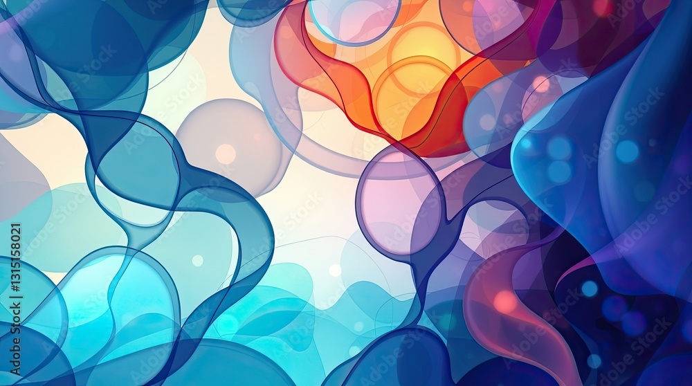Aufkleber this artwork showcases a captivating blend of soft flowing shapes with colorful gradients that evoke