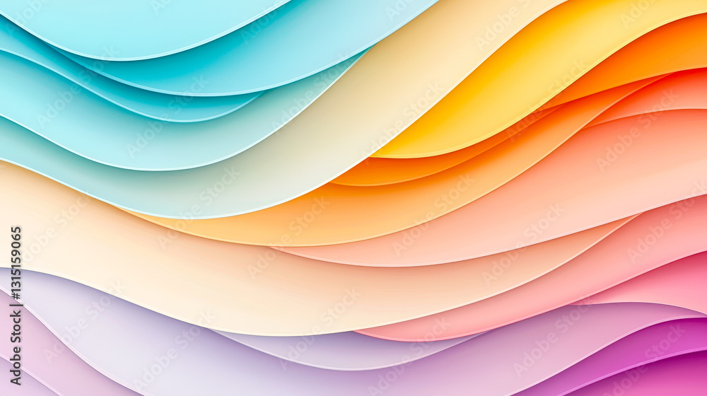 Poster Soft curves and vivid colors blend seamlessly, creating an abstract design that evokes feelings of tranquility and artistic expression