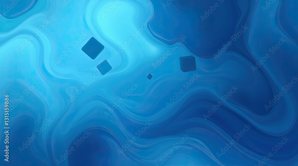 Poster soft and colorful abstract background art features flowing waves and shapes in various shades of blu