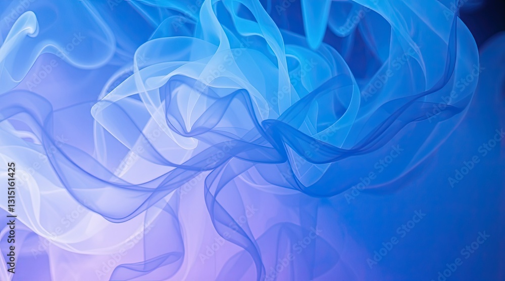 Aufkleber abstract art features soft and colorful flowing shapes that seamlessly blend shades of blue and purp