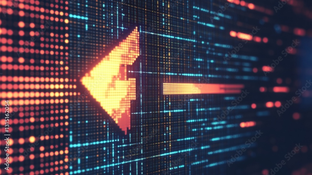 Aufkleber Cursor icon on a pixelated background with computer grid symbolizing digital services and technology trends