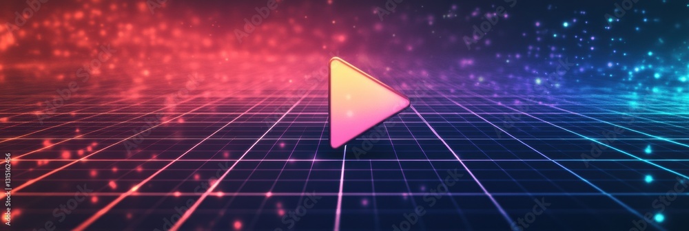 Leinwandbilder Cursor icon on a vibrant pixelated background signaling digital connectivity and computer services with space for text