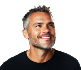 Obraz premium Smiling man portrait bright happiness isolated on transparent background, png