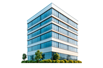 Luxury modern building with many windows isolated on transparent background