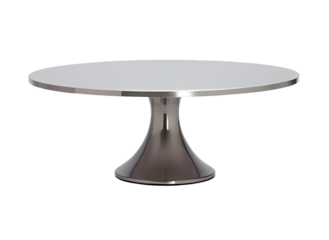 High metal plate for desserts and cakes, isolated on transparent background.