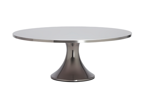 High metal plate for desserts and cakes, isolated on transparent background.