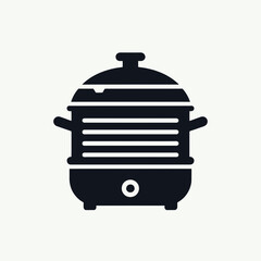 very simple flat and minimalist Steamer Pot silhouette in black on a white background