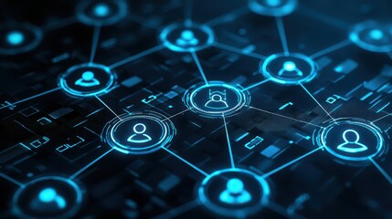 Abstract blue network background, connections, data flow, and global communication visualization