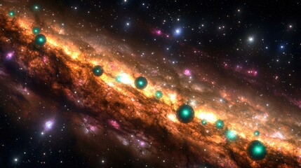Cosmic objects in a swirling nebula galaxy