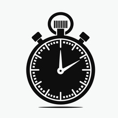 Fototapeta premium very simple flat and minimalist Stopwatch silhouette in black on a white background