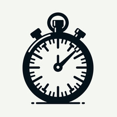 very simple flat and minimalist Stopwatch silhouette in black on a white background