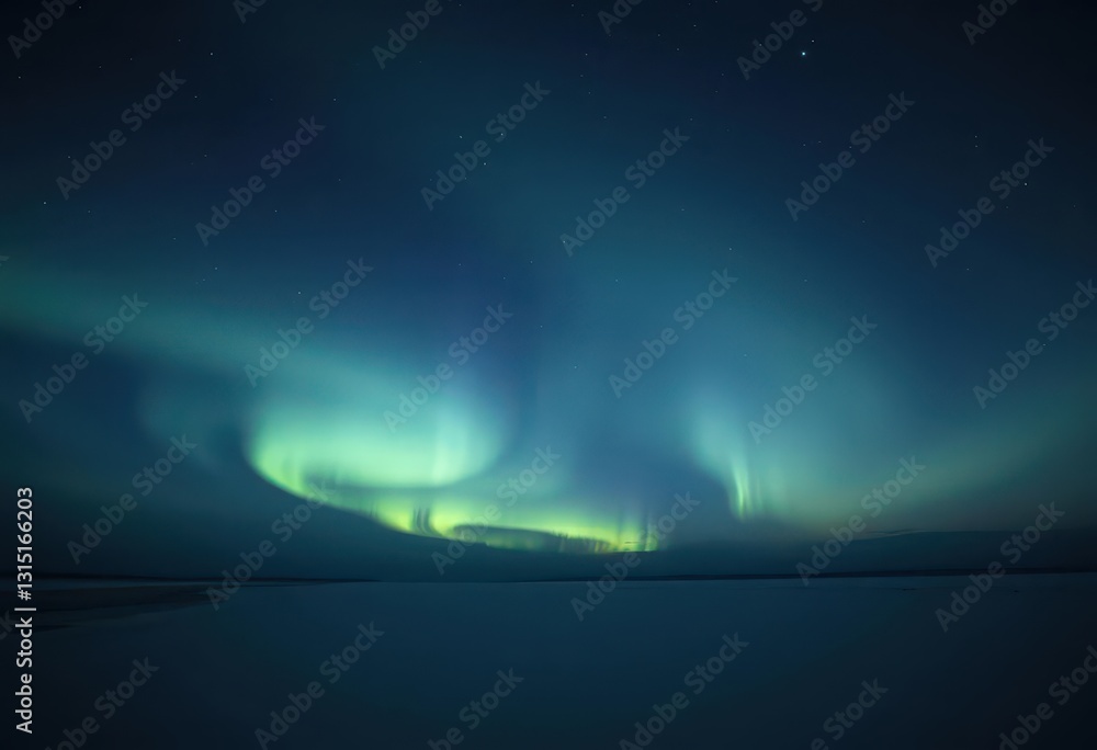 Wall mural subtle gray aurora borealis, ethereal glow across a dark sky, cold, subtle