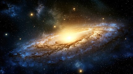 Fototapeta premium Spiral galaxy in deep space with glowing core