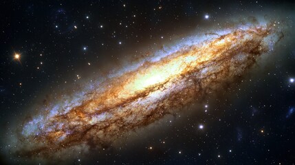Fototapeta premium Spiral galaxy in deep space with many stars