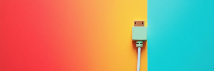 Network cable connected to internet with gradient background and ample space for text composition