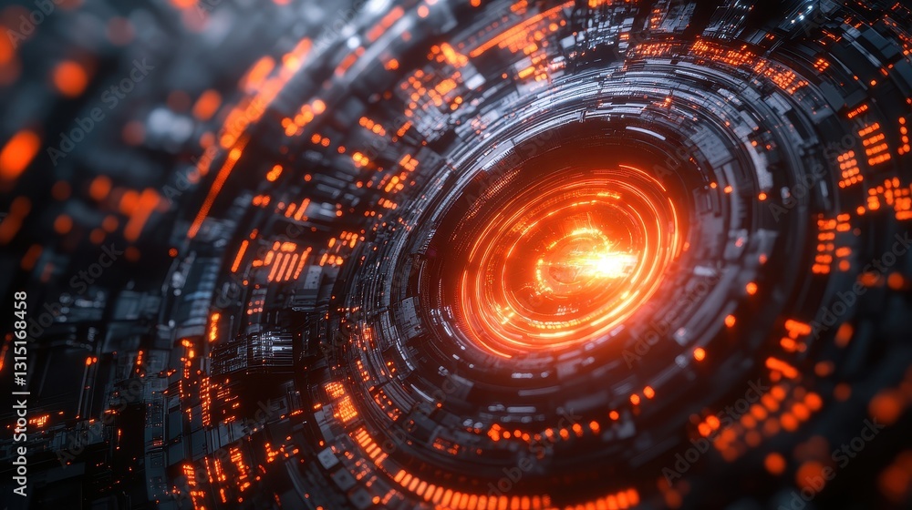 Fototapete Dynamic energy pulse digital realm abstract visuals tech environment close-up view futuristic concept