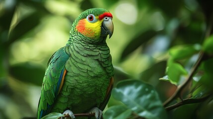 Obraz premium Rare Green Parrot - Endangered Species