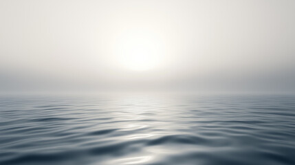 Obraz premium Calm Ocean Horizon with Soft Sunlight and Foggy Sky.