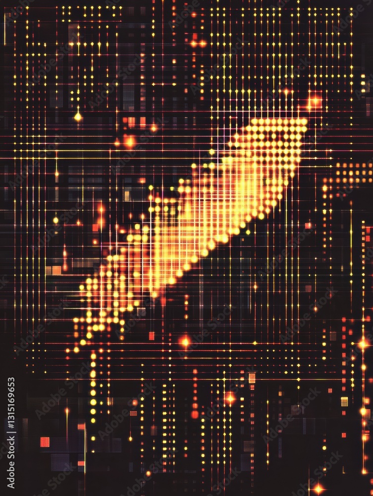 Aufkleber Cursor icon on pixelated grid background representing computer services with space for text