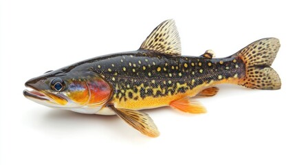 Close-up of a brook trout isolated on white.